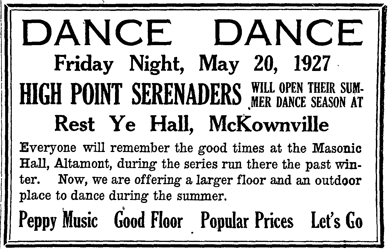 Rest Ye
      hall Ad 1927
