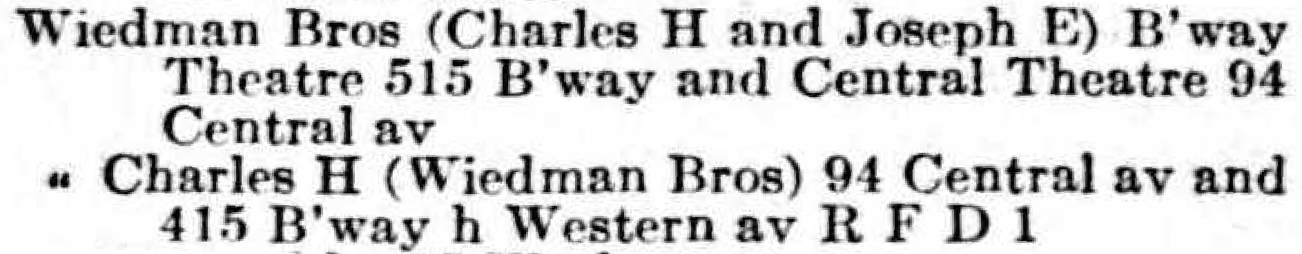 1920 CH Weidman
      city directory listing