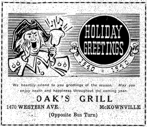 Oak's Grill
      advert Dec 1939