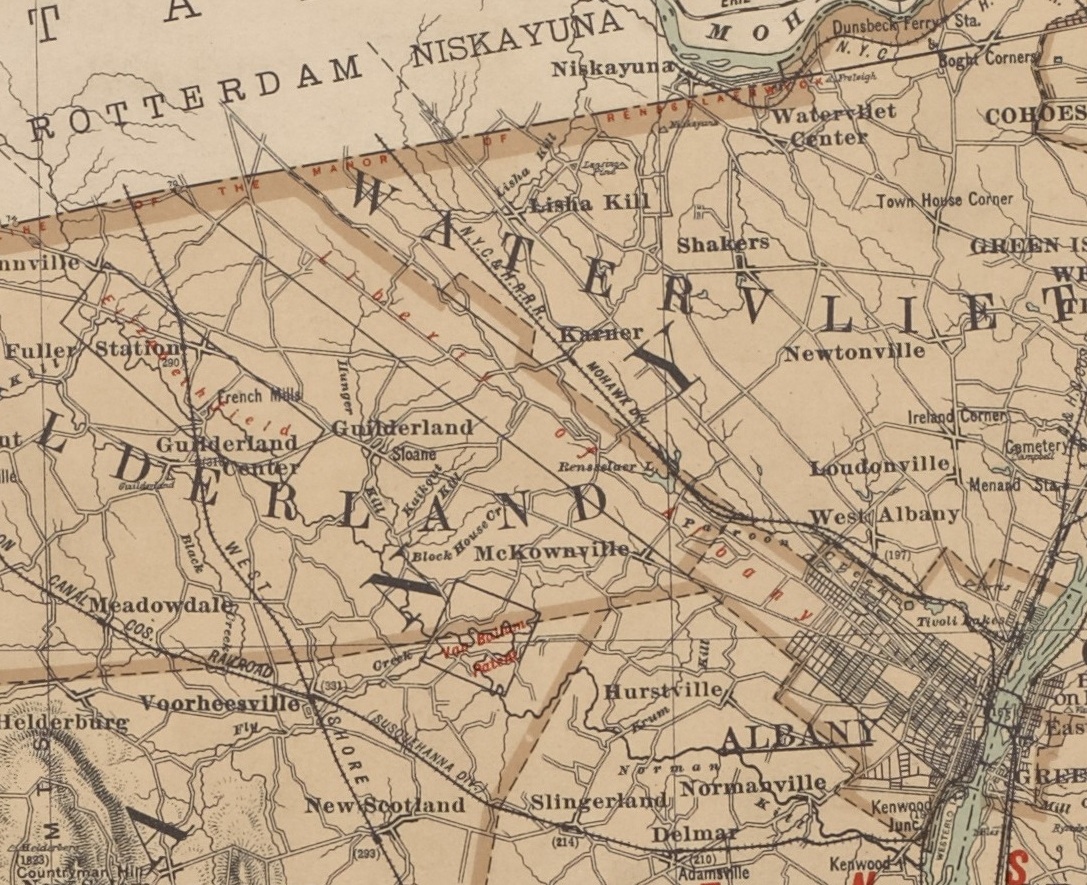 Part of 1895 Bein map of Albany, Rensselaer and Columbia
      Counties