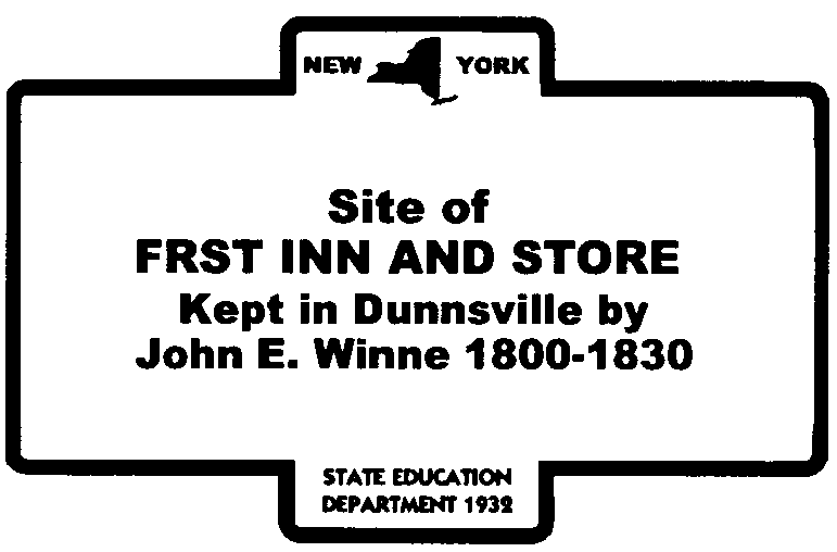Dunnsville first Inn and store highway marker