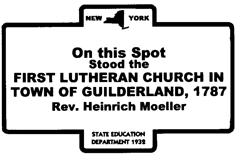 First Lutheran Church in
        Town of Guilderland highway marker