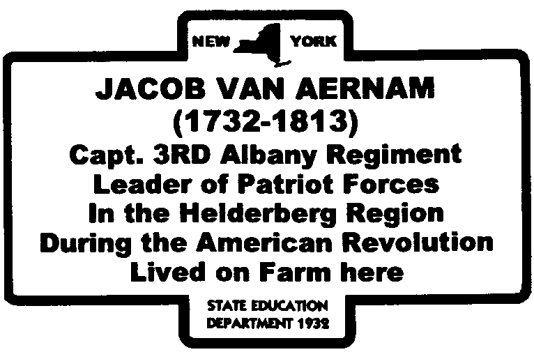Jacob Van Aernam highway marker