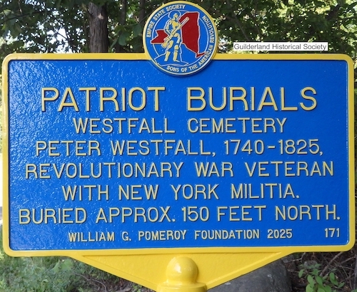 Patriot Burials -
        Westfall Cemetery marker