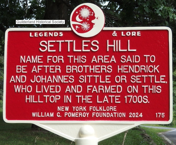 Settles Hill highway marker
        Settles Hill Rd Guilderland