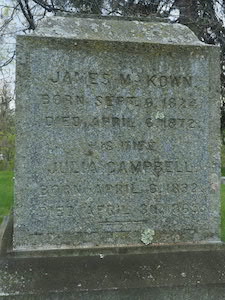 James McKown inscription on Campbell
      memorial, Castleton NY